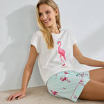 Produktbild f�r 'Damen-Nachtw�sche-Shorts mit Flamingo-Print'