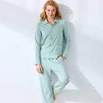 Produktbild f�r 'Damen Pyjama - klassisch geschnitten, Gr�n/Wei� gestreift, Gr��en XS/36 bis XXXL/48'