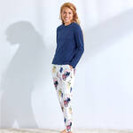 Produktbild fr 'Damen-Pyjamahose mit buntem Handtaschen-Muster - Baumwoll-Modal-Elasthan-Mix'