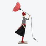 Produktbild fr 'Designer-Lampe Lampenmdchen - handgearbeitet in blau-rot'