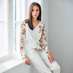 Produktbild für 'Dezent floral gemusterter Pyjama aus atmungsaktiver Baaumwolle, Nachtwäsche, Schlafbekleidung, Loungewear, Nachthemd, Schlafanzu'