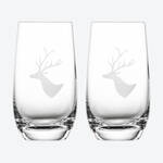 Produktbild für 'Erstklassige Kristall-Wassergläser mit alpinem Hirsch-Dekor'