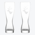 Produktbild für 'Erstklassige Kristall-Weizengläser mit alpinem Hirsch-Dekor'