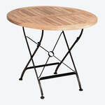 Produktbild fr 'Gartentisch klappbar  90 cm – Wetterfestes Eisen & Teak'