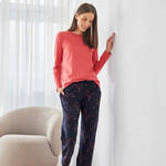 Produktbild für 'Gemusterte 7/8-Pyjamahose zur Bio-Baumwoll Mix & Match Kollektion, Nachtwäsche, Pyjama, Schlafbekleidung, Loungewear, Nachthemd'