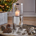 Produktbild für 'Glas-Windlicht silbern modern'