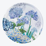 Produktbild fr 'Holztablett rund, blaue Hortensien -  38 cm, Birkenholz, Melaminbeschichtung'