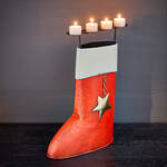 Produktbild fr 'Kerzenhalter Nikolausstiefel - Nostalgischer Metallstiefel, fr 4 Teelichter, L/B/H 31/10/40 cm'