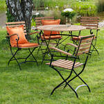 Produktbild für 'Klappbares Gartenmöbel Set aus wetterbeständigem Eisen und Teak'