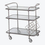 Produktbild fr 'Klassischer Lambert Edelstahl-Servierwagen Ever Ready - mit drei Etagen und Flaschenkorb'