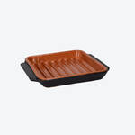 Produktbild für 'Klein: Bis 930 °C flammfeste, rechteckige Terracotta-Grill- und Backformen'