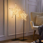 Produktbild fr 'LED-Stern zum Stellen - Weihnachtsbeleuchtung fr Innen, goldfarbenes Metall, Fu Schwarz, mit LED-Draht umwickelt'