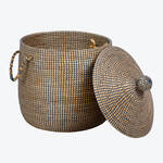 Produktbild fr 'Lambert Korb Drongco - Seegras, /H ca. 45/56 cm, Natur/ Blau'