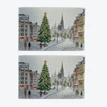 Produktbild für 'Motiv Stadt: Festliche Gobelin-Tischsets mit detailreichem Weihnachtsbaum-Motiv'