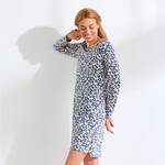 Produktbild fr 'Nachthemd - Leo-Print, Sand/Grau, angenehmer Baumwoll-Elasthan-Mix'