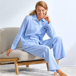 Produktbild fr 'Pyjama - Flanell aus 100 % Baumwolle, klassischer Schnitt, Vichy-Karo, Hellblau'