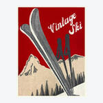 Produktbild für 'Strapazierfähige Walk-Wolldecke mit Vintage Ski-Motiv'