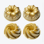 Produktbild für 'Superleitfähige Mini Guss-Backformen für detailreiche Spiral- und Lilienblüte-Kuchen'