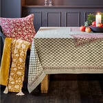 Produktbild fr 'Tischdecke Zypressen - traditionelles Blockprint auf 100 % Leinen'