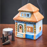 Produktbild fr 'Weihnachtshaus - Keramik, handbemalt, fr Teelichter und Rucherkerzen, B/T/H ca. 8/7/12 cm'