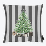 Produktbild fr 'Weihnachtskissen - Kissenhlle gestreift mit festlichem Tannenbaum, 40/40 cm'