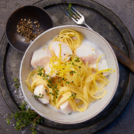 Produktbild für '  Blue Cobia Edelfisch in Zitronensauce mit Spaghettini'