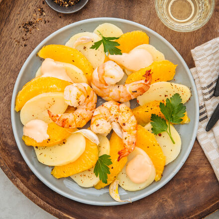 Produktbild für '  Orangen-Kartoffelsalat, Scampi und Cocktailsauce'