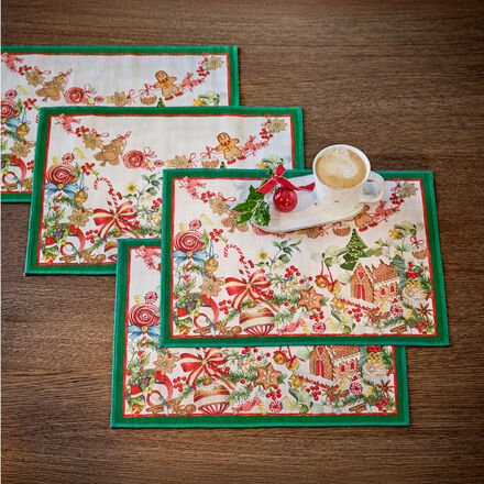 Produktbild fr '2er-Set Leinen-Tischsets Weihnachtsleckereien - 100 % Leinen, 37/48 cm'