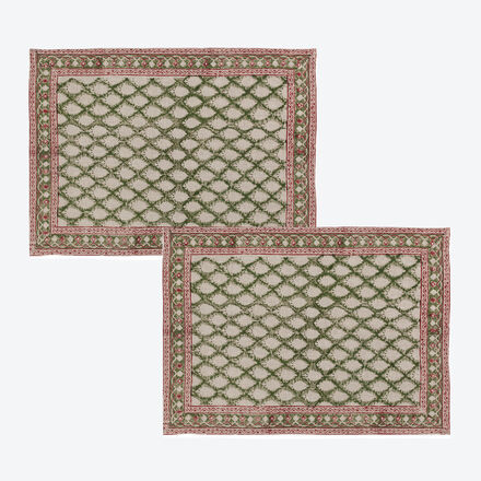 Produktbild fr '2er-Set Tischsets Zypressen - traditionelles Blockprint auf 100 % Leinen'