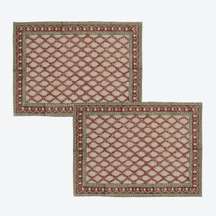 Produktbild fr '2er-Set Tischsets Zypressen - traditionelles Blockprint auf 100 % Leinen'