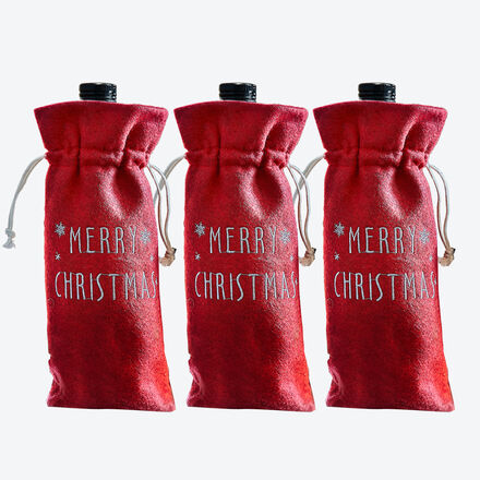 Produktbild für '3-tlg. Set: Weihnachtlicher Geschenkbeutel für stilvolle Flaschen-Präsente'