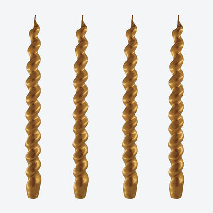 Produktbild fr '4er-Set Kerzen - Kunstvoll gedrehte Stabkerzen, Handarbeit, Mineralwachs, /H 2/26 cm'