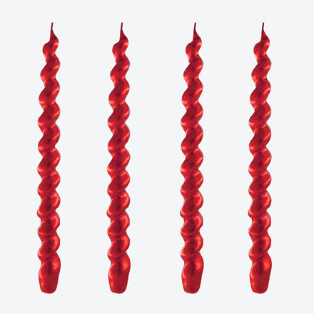 Produktbild fr '4er-Set Kerzen - Kunstvoll gedrehte Stabkerzen, Handarbeit, Mineralwachs, /H 2/26 cm'