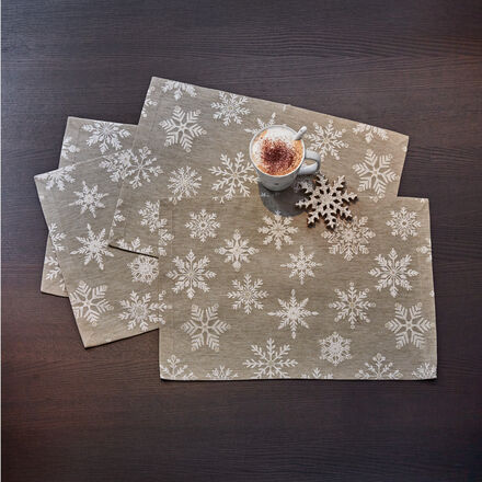 Produktbild fr '4er-Set Tischsets mit Glanzeffekt - mit Eiskristallen 35/50 cm'