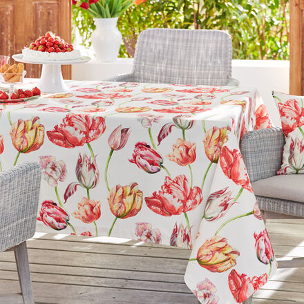 Produktbild für 'Baumwoll-Tischdecke mit farbenfrohen Tulpen, Tischwäsche, Mitteldecke'