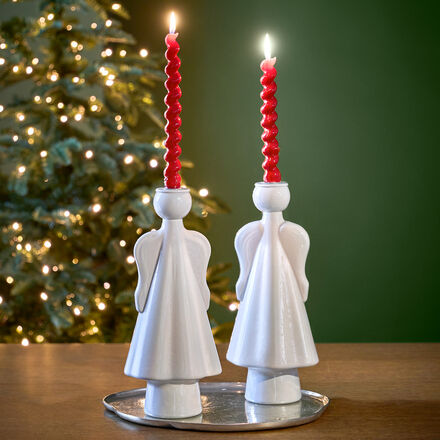 Produktbild fr 'Engel-Kerzenstnder - Glas, wei, /H ca. 29/34 cm, fr Stabkerzen'