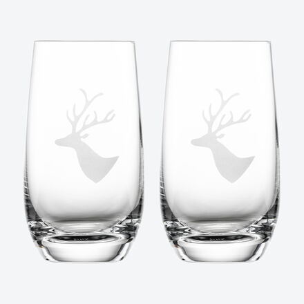 Produktbild für 'Erstklassige Kristall-Wassergläser mit alpinem Hirsch-Dekor'
