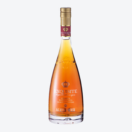 Produktbild für 'Exquisite Edelgrappa aus Glera-Prosecco-Trauben im Eichenholzfass gereift, harmonisch, gereift'