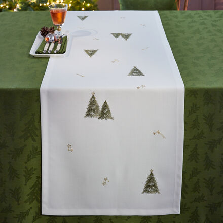 Produktbild für 'Fleckgeschützter Tischläufer mit Weihnachts-Stickereien'