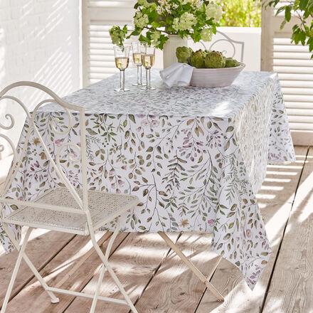 Produktbild für 'Florale Baumwoll-Tischdecke mit hochwertigem Fleckschutz'