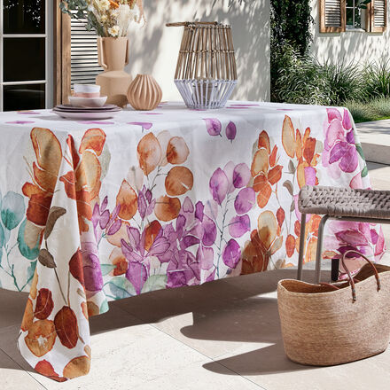 Produktbild für 'Florale Leinentischdecke aus Italien'