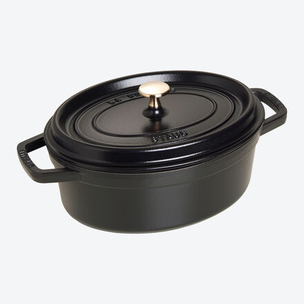 Produktbild für 'Französische Staub Cocotte oval mit zusätzlichem Gratis-Tierknauf'