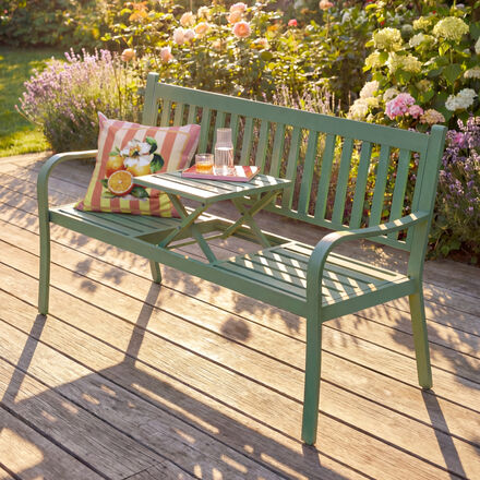Produktbild f�r 'Gartenbank mit Tisch aus Aluminium - integrierter Klapptisch'
