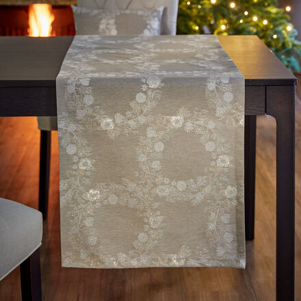 Produktbild für 'Glanzvoller Jacquard-Tischläufer mit Kranzmotiv'