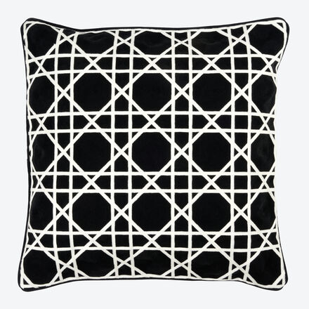 Produktbild fr 'Handbestickes Lambert-Kissen Victor - 50x50 cm, schwarz/wei'