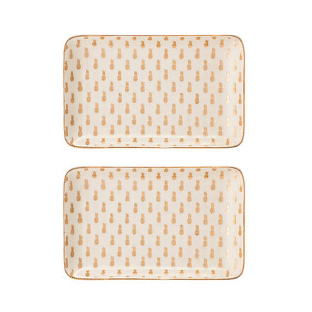 Produktbild fr 'Karibisch inspirierte Servierplatten mit Golddekor'