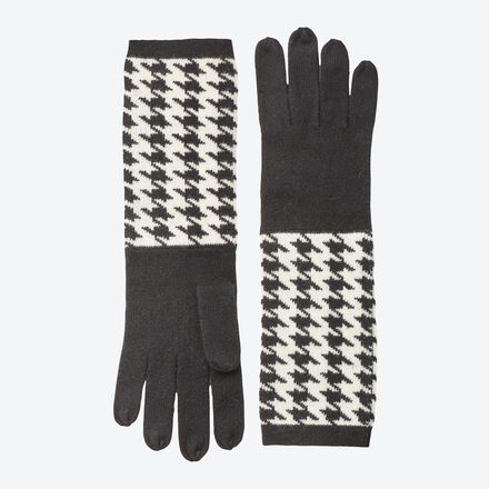 Produktbild für 'Kaschmirhandschuhe mit klassischem Hahnentritt-Dessin, Winter, warm, Halstuch'