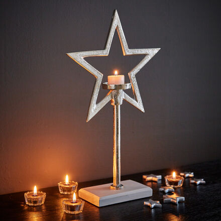 Produktbild fr 'Kerzenstnder in Sternform - fr Stumpenkerzen und Teelichter, /H 8,5/15 cm'