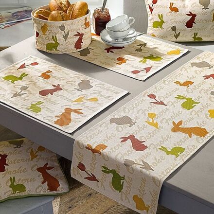 Produktbild fr 'Kissen: Frhliche Jacquard-Ostertischwsche'