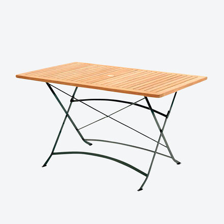 Produktbild für 'Klapptisch rechteckig: Gartenklassiker aus Teak und pulverbeschichtetem Stahl'